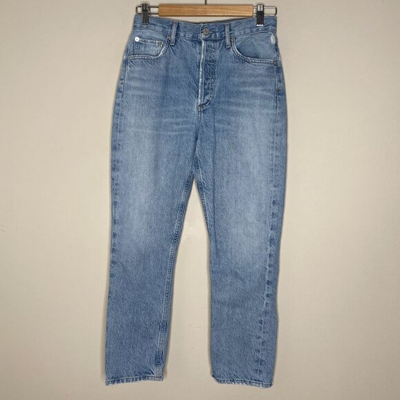 Agolde Riley High Rise Straight Crop Jeans - Blur Sz 26 - Picture 2 of 14